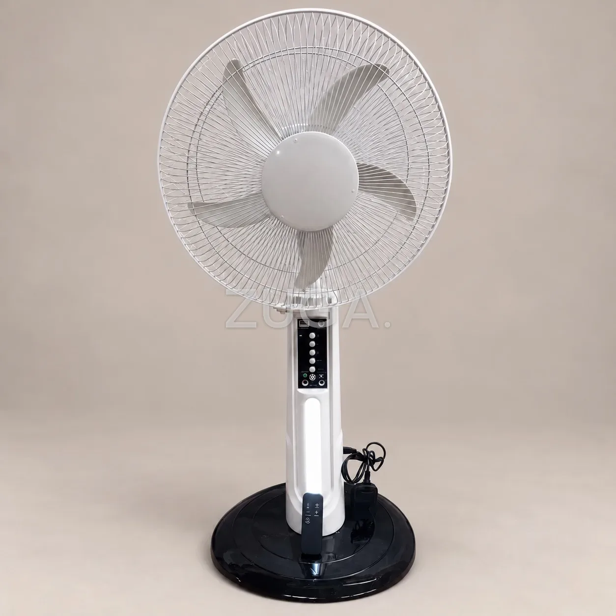 16 inch Solar Rechargeable Standing Fan with Remote, LED Light and USB Port