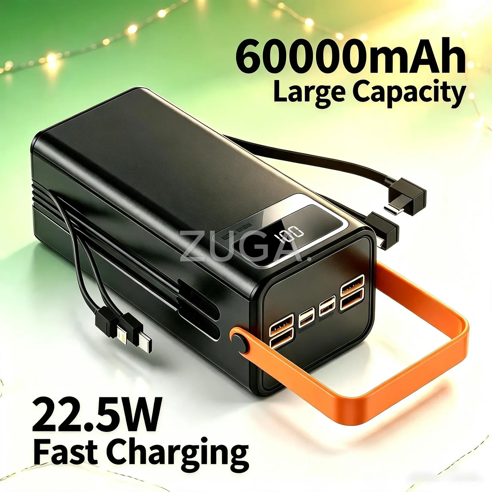 MingDe Era 60000mAh Power Bank E600, Built-in Cables, Handle, 22.5W